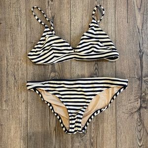 J Crew Navy Striped Bikini